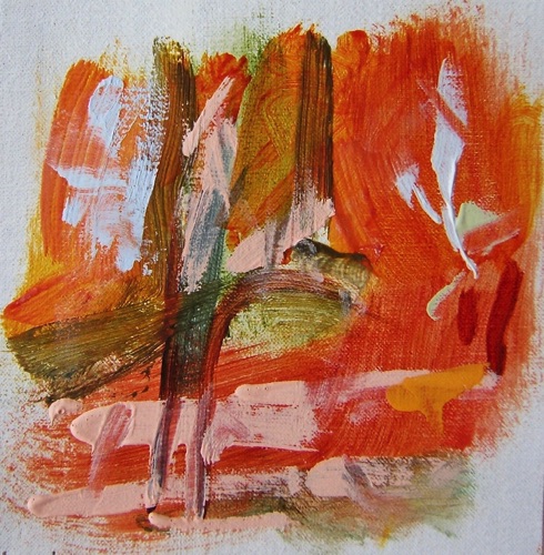 Palm Tree, Irish Landscape & Still Life Color Study II, 4 3-4" x 4 3-4", oil on linen, 2010.